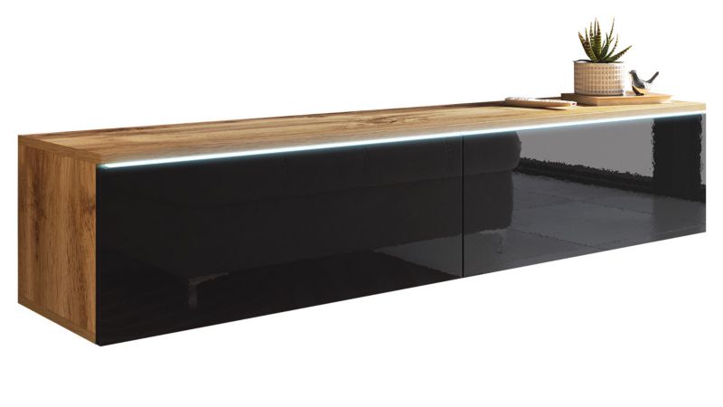 Szafka RTV MIRJAN 24 D140 wotan/czarny połysk 1 szt.