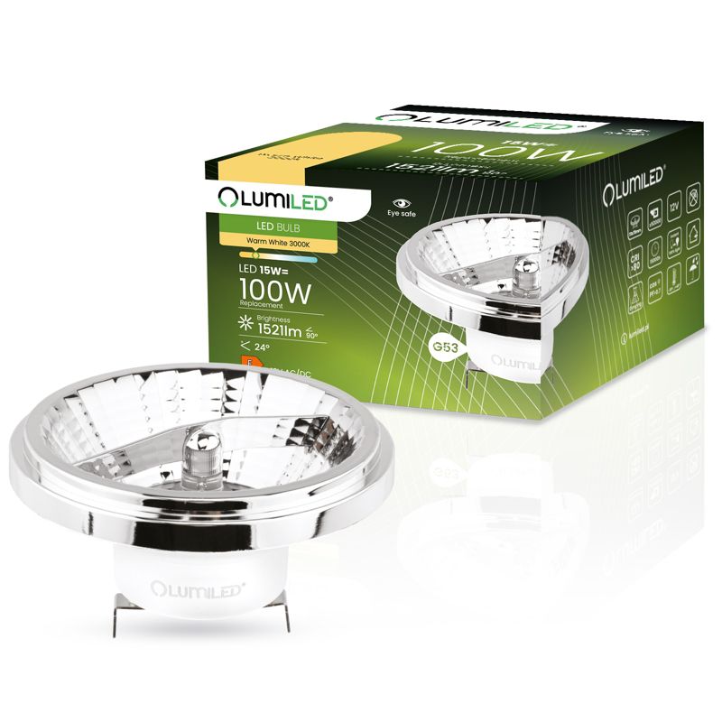 Żarówka LED Lumiled G53 Reflektor AR111 15W 1521lm 3000K 24st 12V Srebrna 1 szt.
