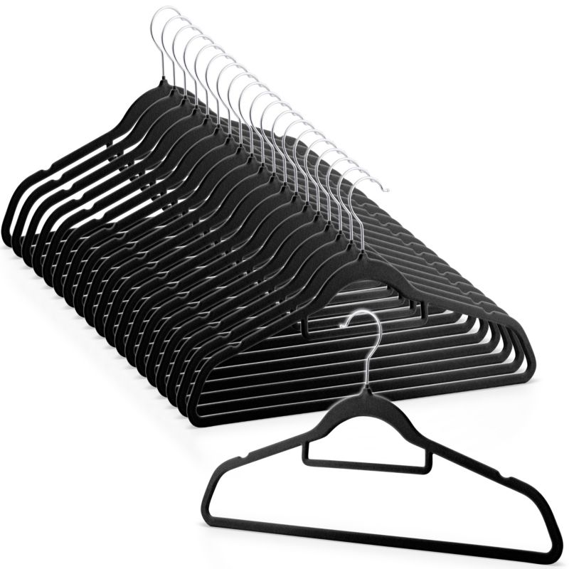 Wieszaki na ubrania Massido welurowe do szafy 20sztuk garderoby zestaw czarne 1szt.