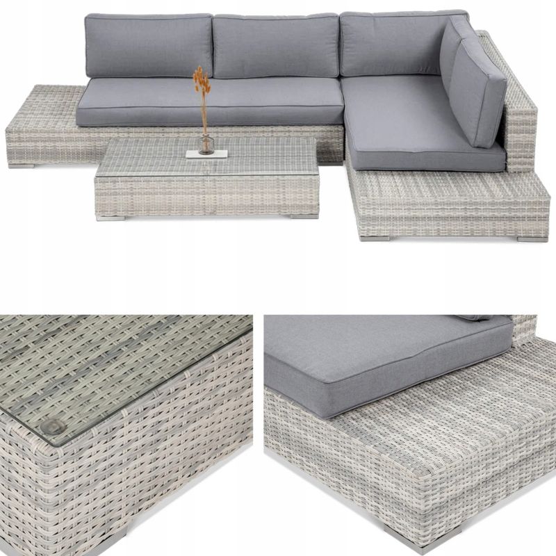 Zestaw Mebli Ogrodowych Focus Garden Technorattan Verona Duży Narożnik Stolik Szary Taras 1 szt