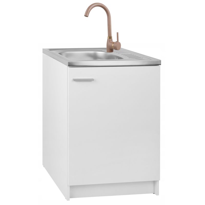 Szafka Kuchenna Stamar Biała Stojąca 600 x 600 mm Zlewozmywak Bateria Beżowa Syfon 1 szt