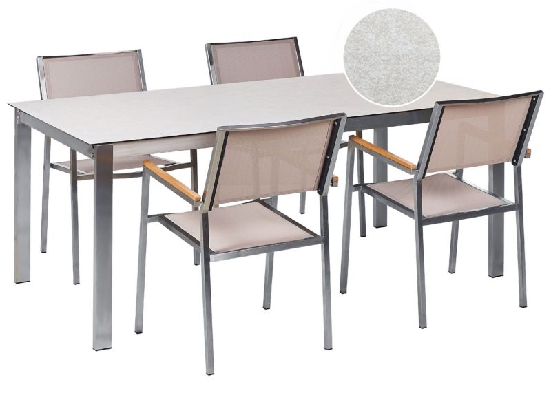 dla 4 osób Stół ogrodowy z krzesłami Cosoleto/grosseto Szkło hartowane Biały 1 kpl