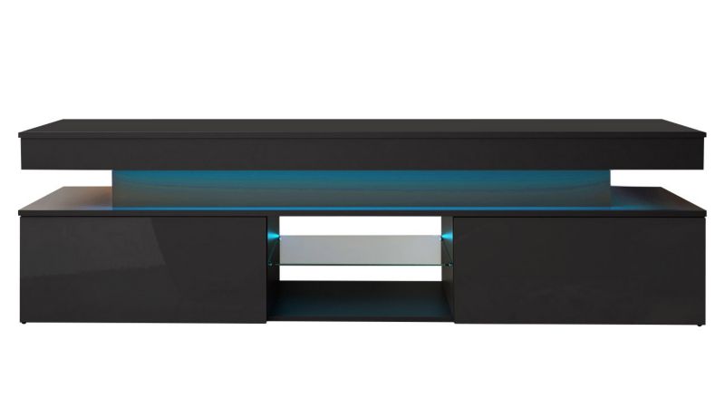 Szafka RTV MIRJAN 24 Glossa 2D 190 z oświetleniem LED czarny połysk 1 szt.