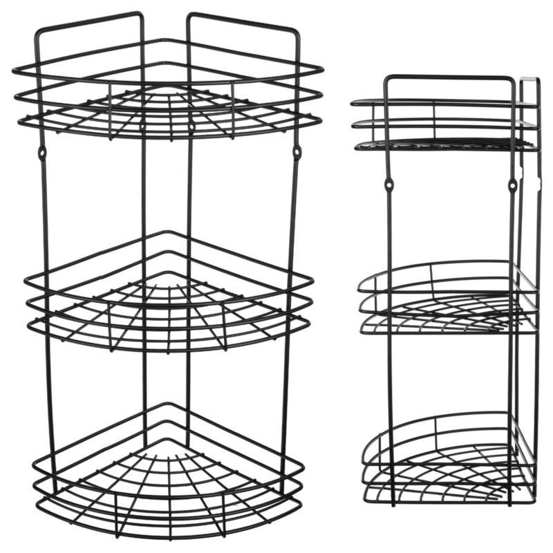 Półka Łazienkowa KADAX Pod Prysznic Wisząca Regał Czarna 3 Poziomowa metal Loft 1 szt.