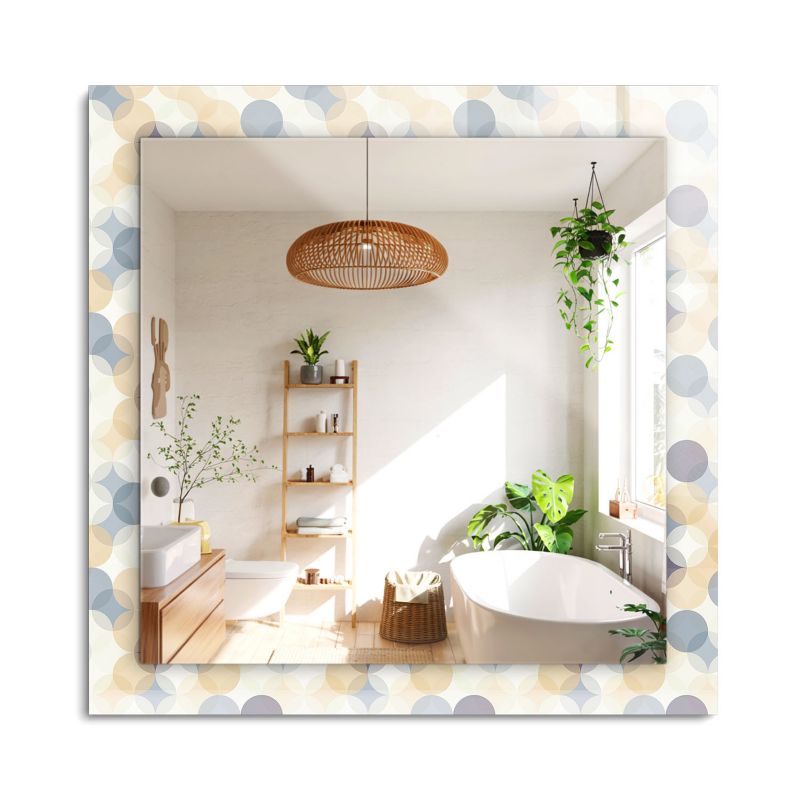 Lustro Wiszące ArtPrintCave 60x60 cm Kolorowe okrągłe wzory Szklana Rama z Wzorem Styl Nowoczesny 1 szt.