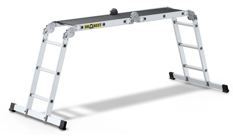 Drabina aluminiowa przegubowa DRABEST 4x3 przegubowa z podestem 1 szt.