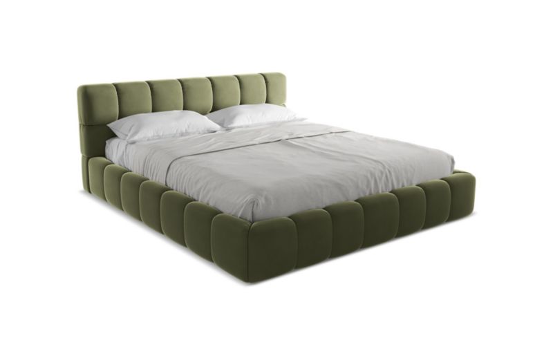 Łóżko LaMiaSofa Nalu z weluru 180x200 oliwkowy 1 szt.