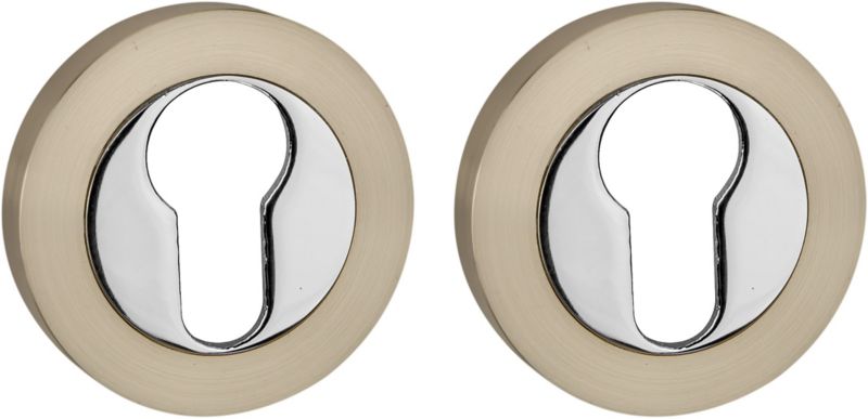 Rozeta drzwiowa Schaffner na wkładkę nikiel satyna/chrom