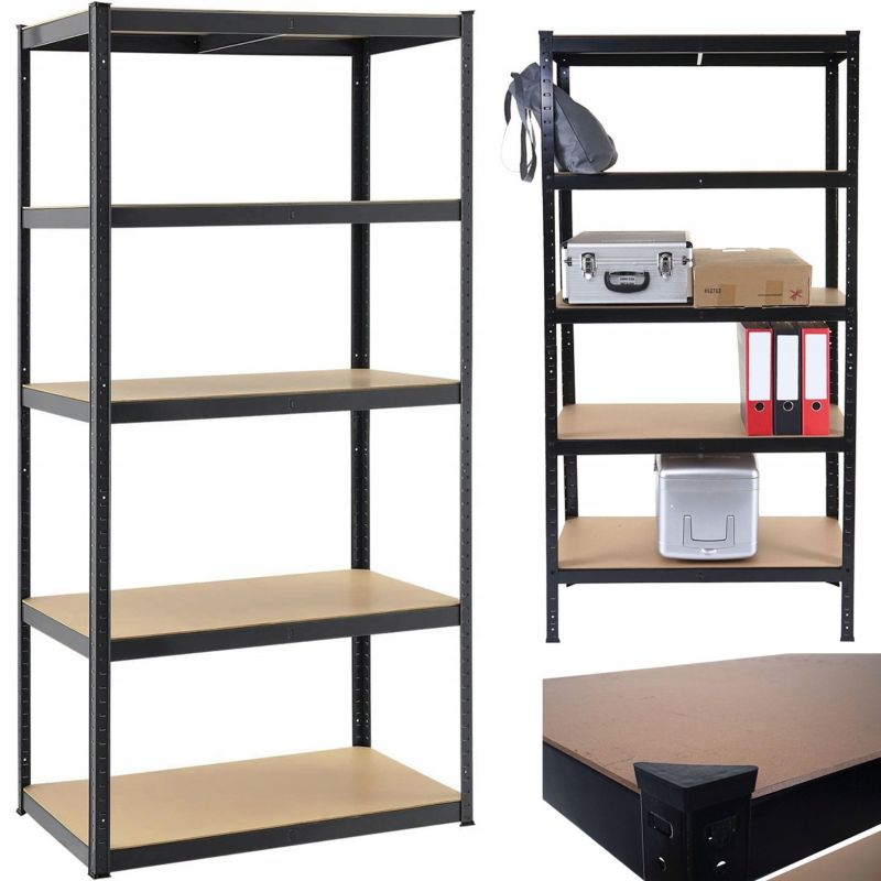 Regał magazynowy Chomik 180 x 90 x 30cm metalowy 5 półek 875kg czarny 1 szt.