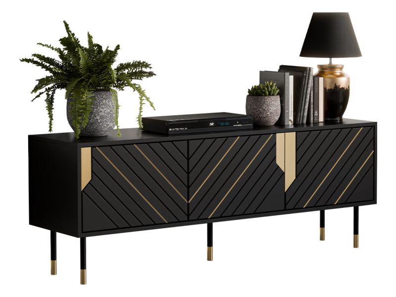 Szafka RTV MIRJAN 24 Mountain 150 3D czarny/złoty 1 szt.