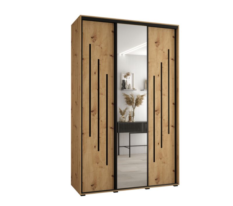 Szafa przesuwna Abiks DAVOS 9 wysoka szer.150cm gł.60cm artisan/artisan/czarny 1szt.