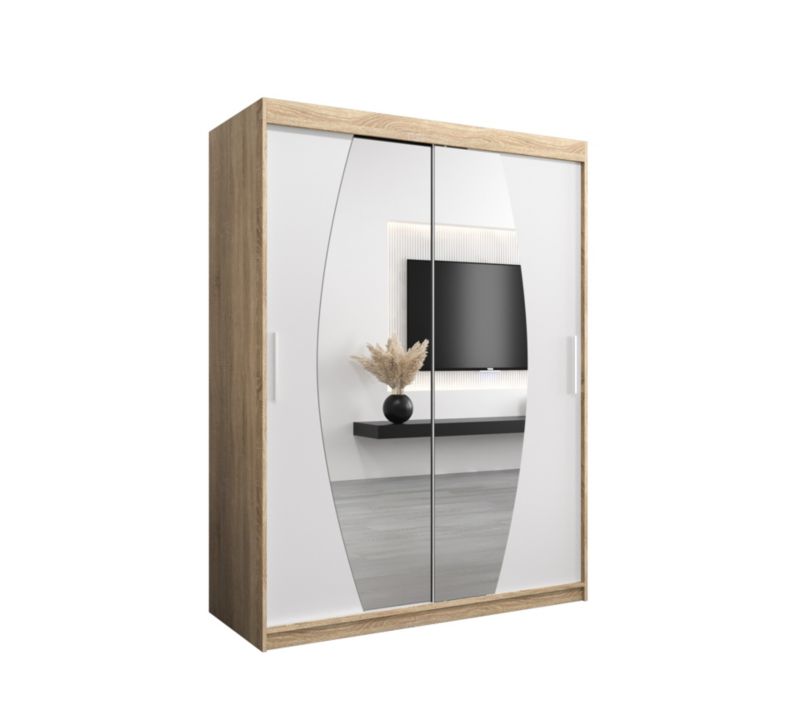 Szafa przesuwna Garderoba Abiks ELYPSE 150 dąb sonoma +biały mat 1 szt.