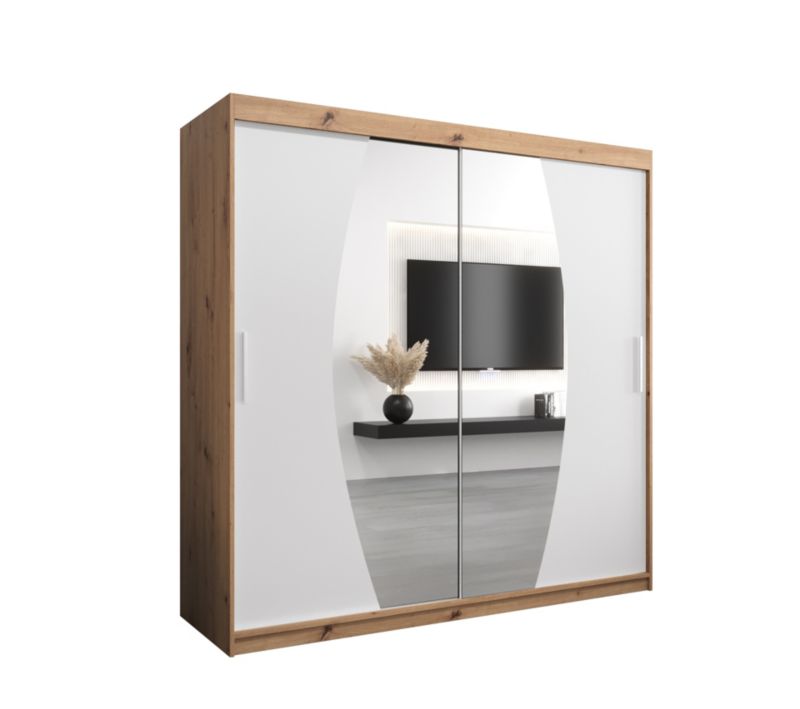 Szafa przesuwna Garderoba Abiks ELYPSE 200 dąb artisan + biały mat 1 szt.