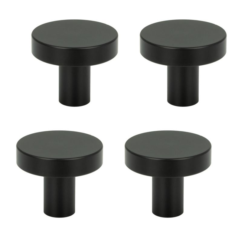 4 x Gałka meblowa okrągła metalowa czarna 4 szt