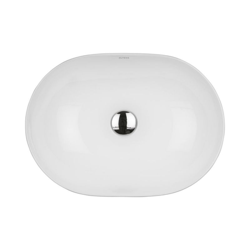 Umywalka nablatowa Oltens Hamnes Thin 49,5x35,5 cm owalna SmartClean biała 1 szt.