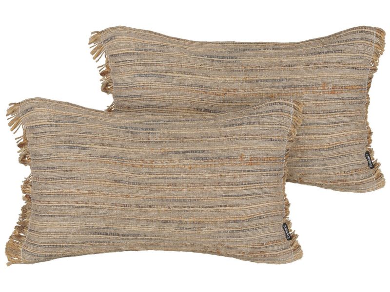 Poduszka dekoracyjna Ledum Juta 30 x 50 cm Beżowy W paski 1 kpl