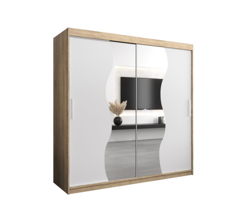 Szafa przesuwna Garderoba Abiks MADRYT 200 dąb sonoma +biały mat 1 szt.