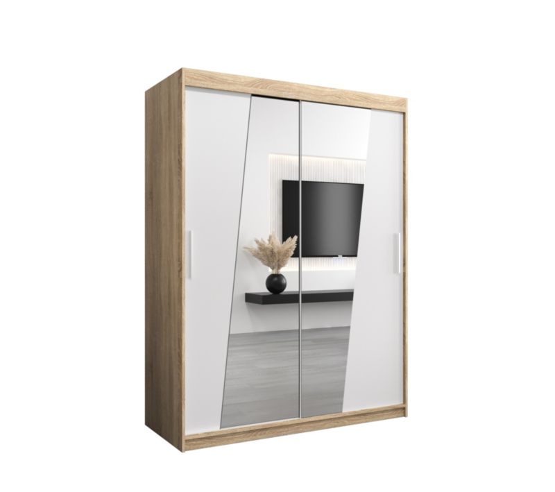 Szafa przesuwna Garderoba Abiks RHOMB 150 dąb sonoma +biały mat 1 szt.