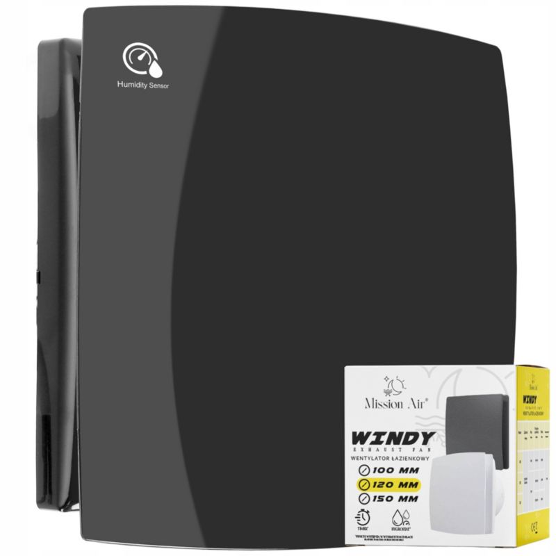 Wentylator łazienkowy WINDY 120 H+T Czarny 1 szt