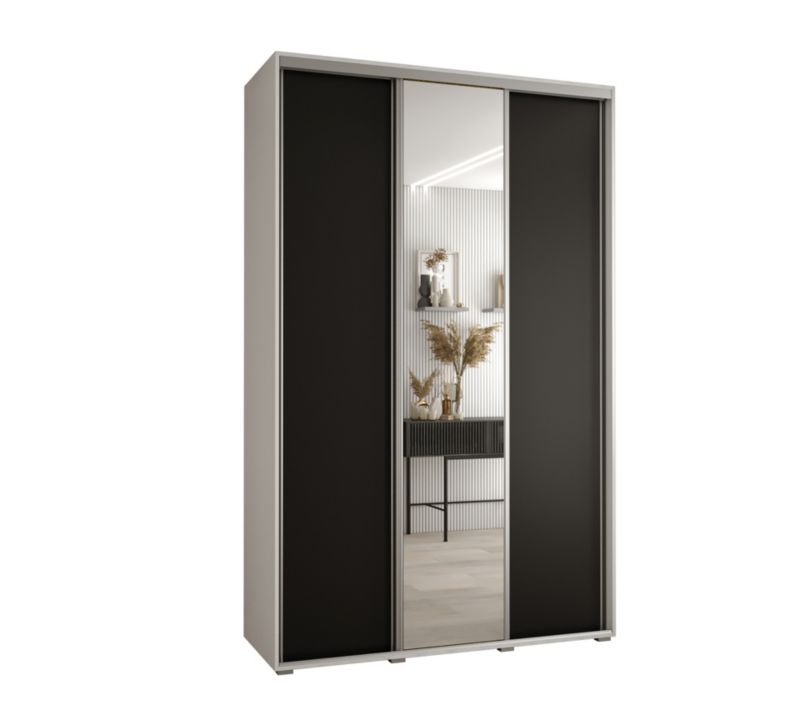 Szafa przesuwna Abiks DAVOS 3 wysoka szer.150cm gł.60cm biały/czarny/srebrny 1szt.