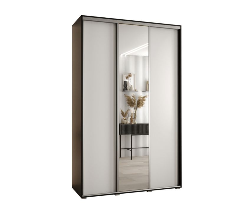 Szafa przesuwna Abiks DAVOS 3 wysoka szer.160cm gł.60cm czarny/biały/srebrny 1szt.