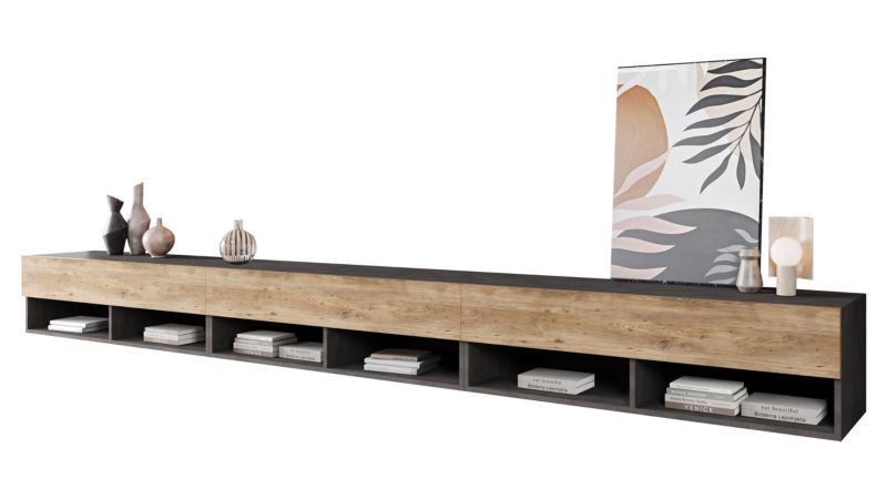 Szafka RTV MIRJAN 24 A300 z oświetleniem LED matera + kastanien breslau 1 szt.