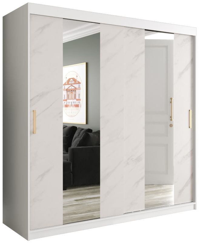 Szafa przesuwna Garderoba Abiks Marmur POLE 200 biały + biały 1 szt.