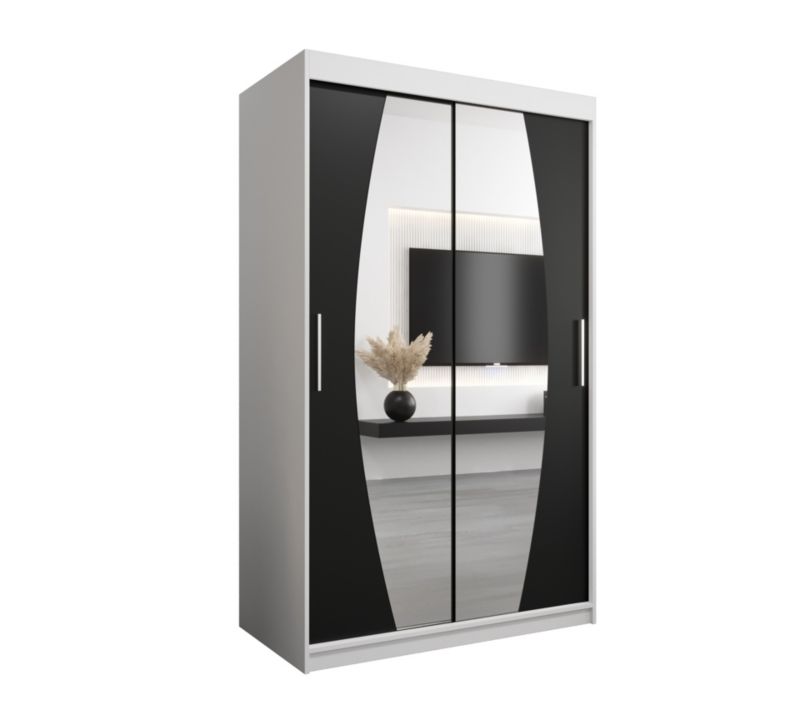 Szafa przesuwna Garderoba Abiks ELYPSE 120 biały mat + czarny mat 1 szt.