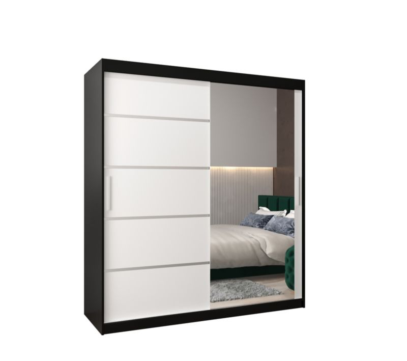 Szafa przesuwna Garderoba Abiks Verona 2 180 czarny + biały 1 szt.