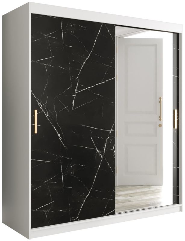 Szafa przesuwna Garderoba Abiks Marmur T2 180 biały + czarny 1 szt.