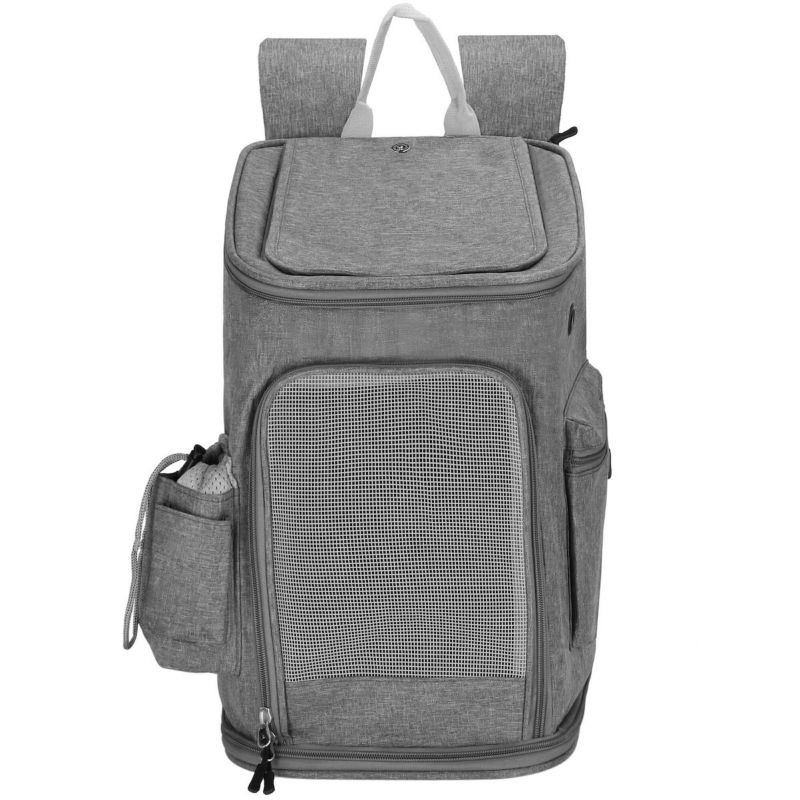 Transporter dla psa, kota, plecak Springos nosidło podróżne dla zwierząt 39x28x27 cm szare 1 szt.