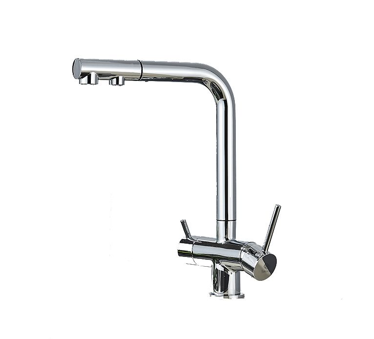 Bateria kuchenna Lauferi LAYNA mosiężna z wyciąganą wylewką filtr srebrny chrom retro 1 szt.