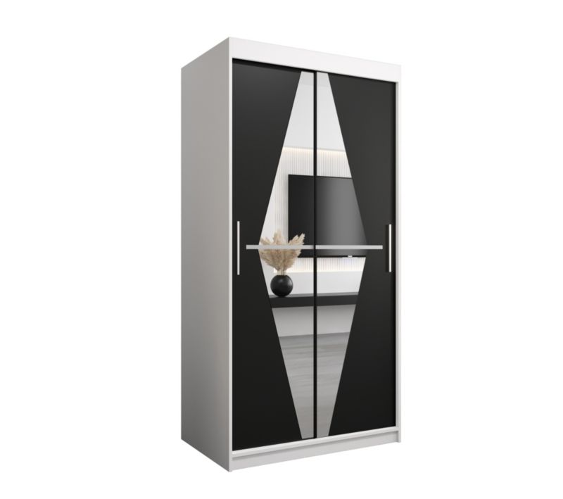 Szafa przesuwna Garderoba Abiks BOLIWIA 100 biały mat + czarny mat 1 szt.