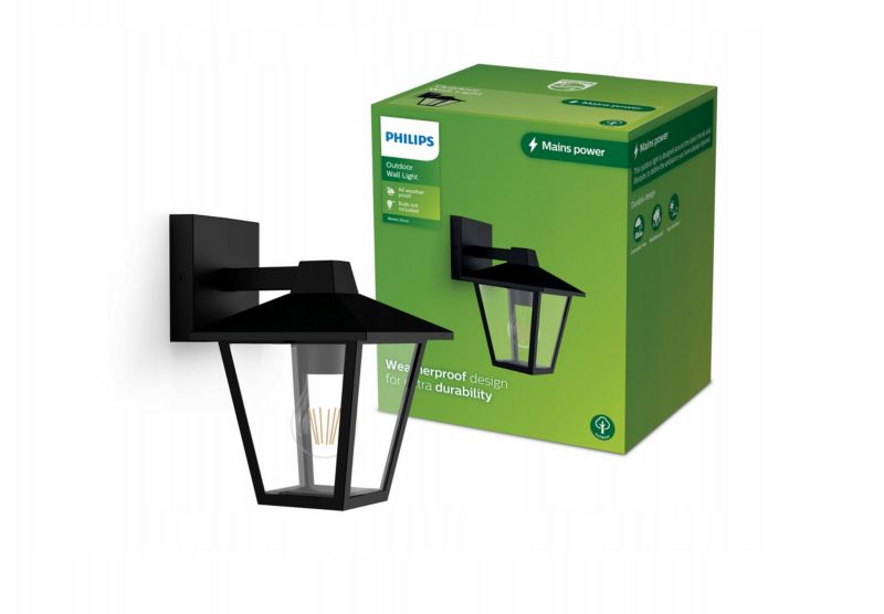 Kinkiet zewnętrzny Philips Kinno E27 dół czarny IP44 1 szt.
