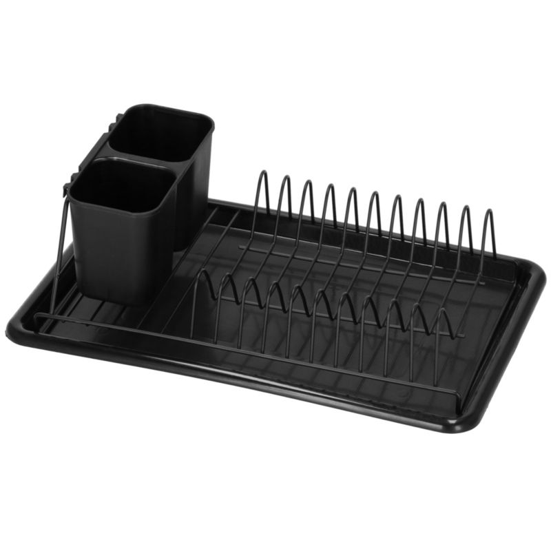 Suszarka metalowa do naczyń i sztućców Springos 24x37,5x12,5 cm ociekacz z tacką czarny 1 szt.