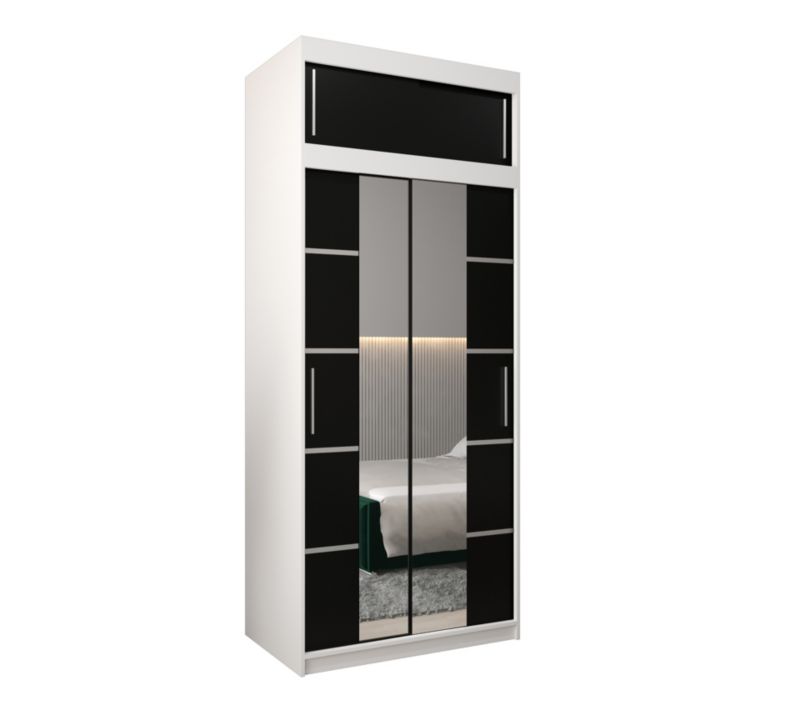 Szafa przesuwna Abiks Verona 4 100 biały + czarny z nadstawką 1 szt.