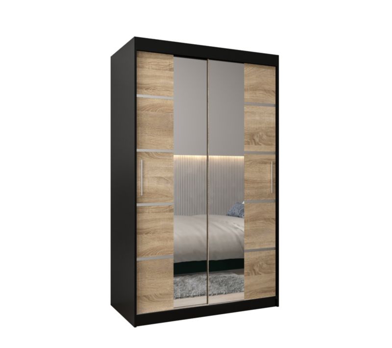 Szafa przesuwna Garderoba Abiks Verona 4 120 czarny + sonoma 1 szt.