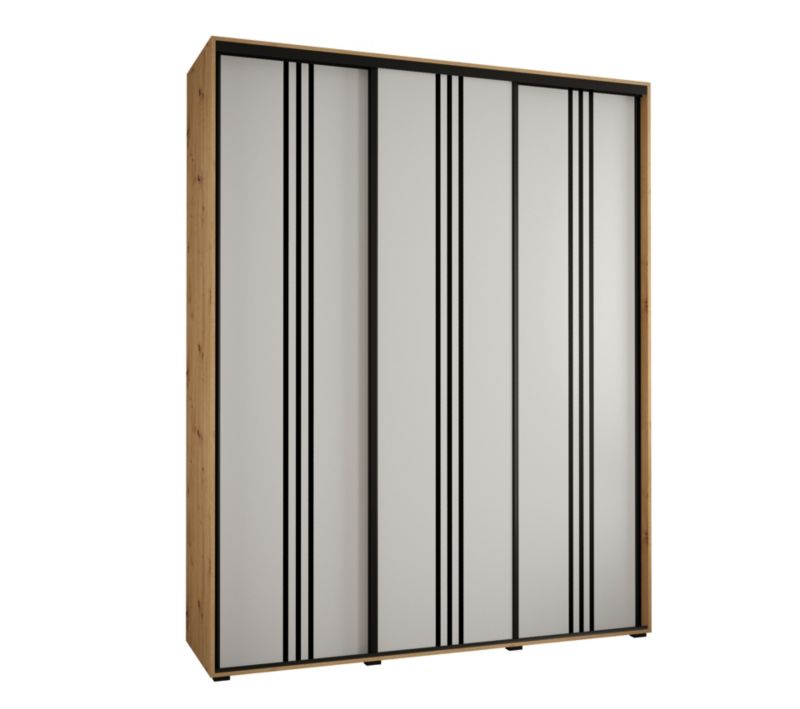 Szafa przesuwna Abiks DAVOS 6 wysoka szer.200cm gł.45cm artisan/biały/czarny 1szt.