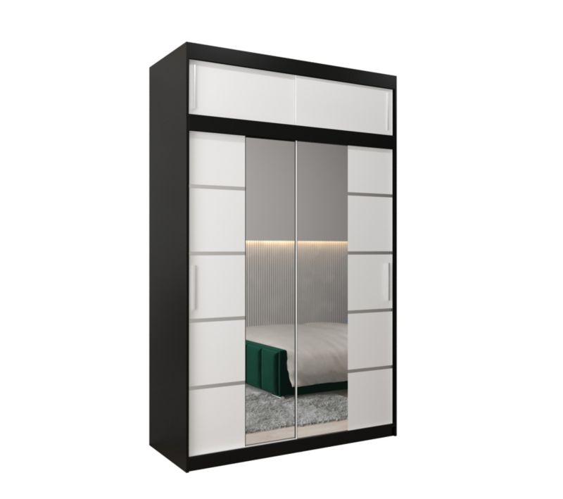 Szafa przesuwna Abiks Verona 4 150 czarny + biały z nadstawką 1 szt.