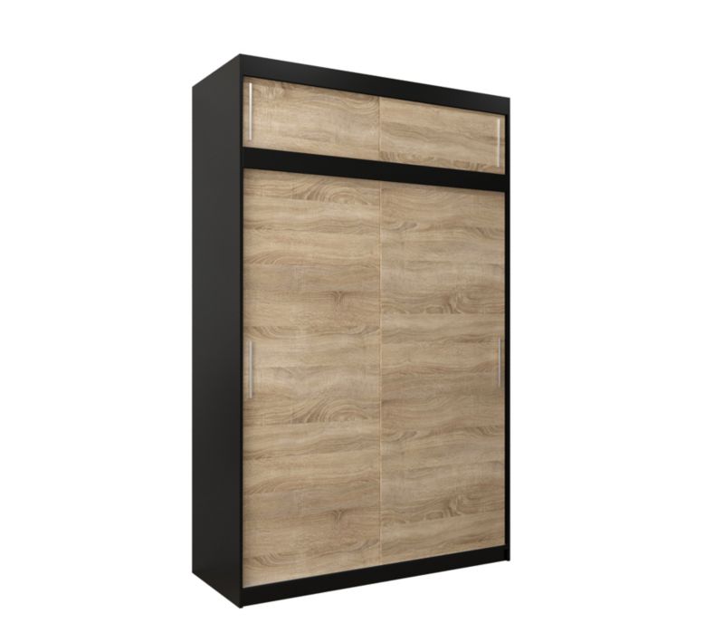 Szafa przesuwna Garderoba Abiks Tokyo 150 czarny + sonoma z nadstawką 1 szt.