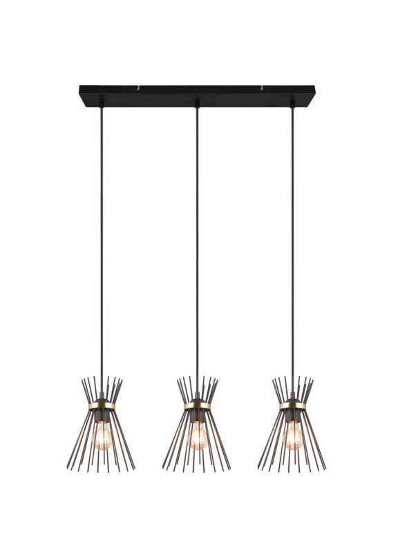 Lampa wisząca RL Rod 6771 czarno-złota designerska 3xE27 x 1 szt.