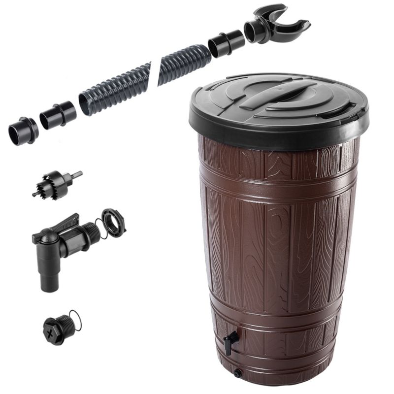 Zbiornik Na Deszczówkę KADAX 265L Wodę Deszczową Beczka Zestaw Z Kranem 1 szt.