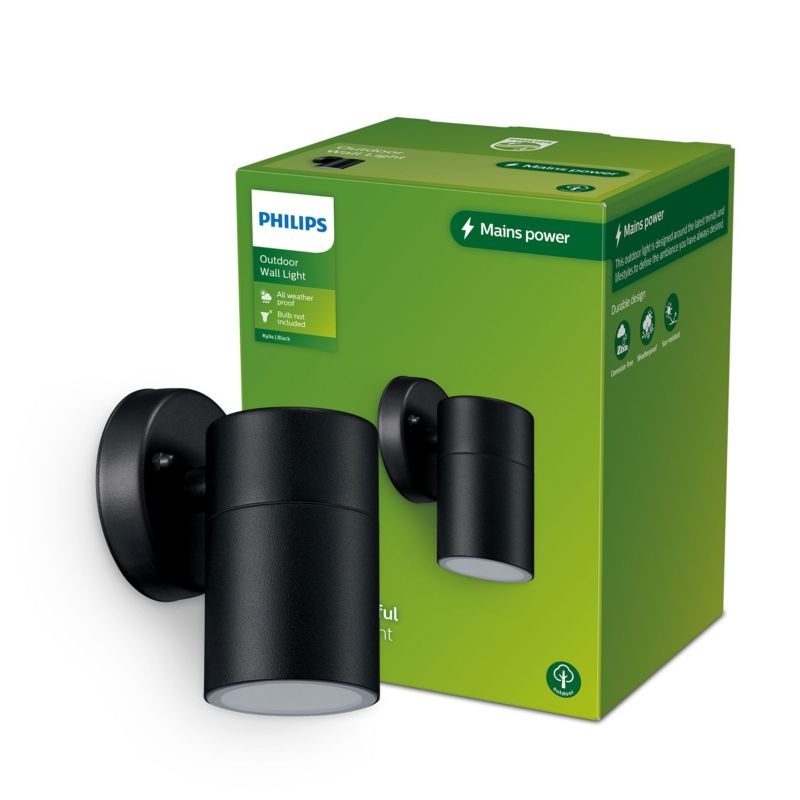 Kinkiet Ogrodowy Philips Lampa Elewacyjna Zewnętrzna GU10 Czarna 1 szt.