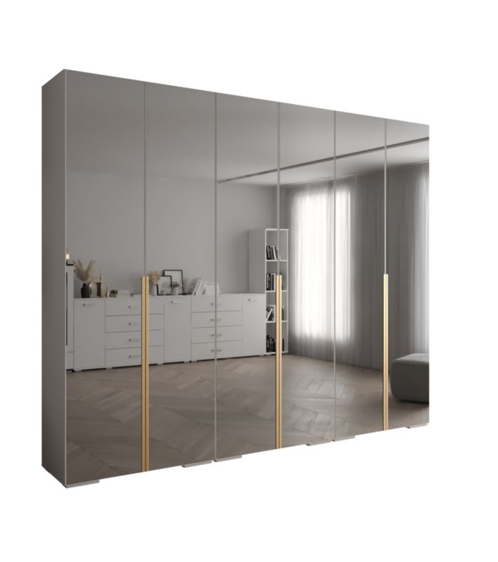 Szafa uchylna Abiks INOVA lustro wz.1 szer.300cm (biały/złoty)