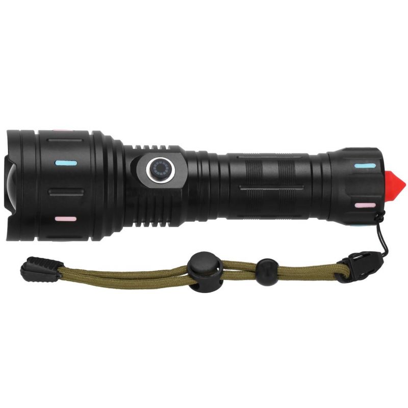 Latarka LED Springos na akumulator wielofunkcyjna z zoomem czarna 1 szt.