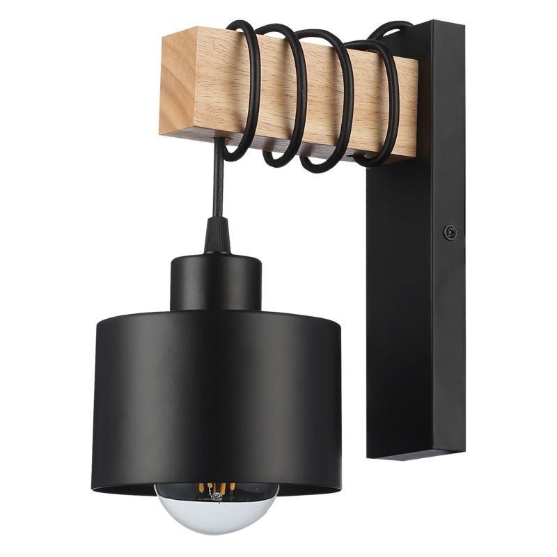 Kinkiet ścienny E27 LED MasterLED Elza 23cm IP20 czarny z drewnem wiszący lampa wewnętrzna 1 szt.