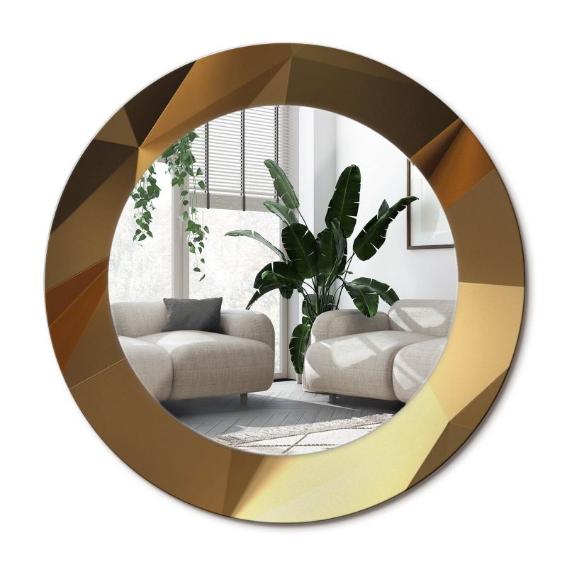 Lustro Okrągłe Tulup Geometryczny Wzór 50 cm Designerskie Na Podkładzie 1 szt.