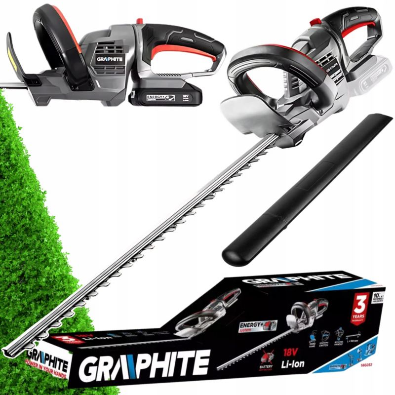 Nożyce do żywopłotu GRAPHITE akumulatorowe, szerokość cięcia 510 mm, bez akumulatora 1 szt