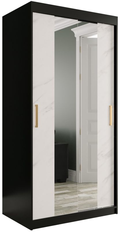 Szafa przesuwna Garderoba Abiks Marmur T1 100 czarny + biały 1 szt.