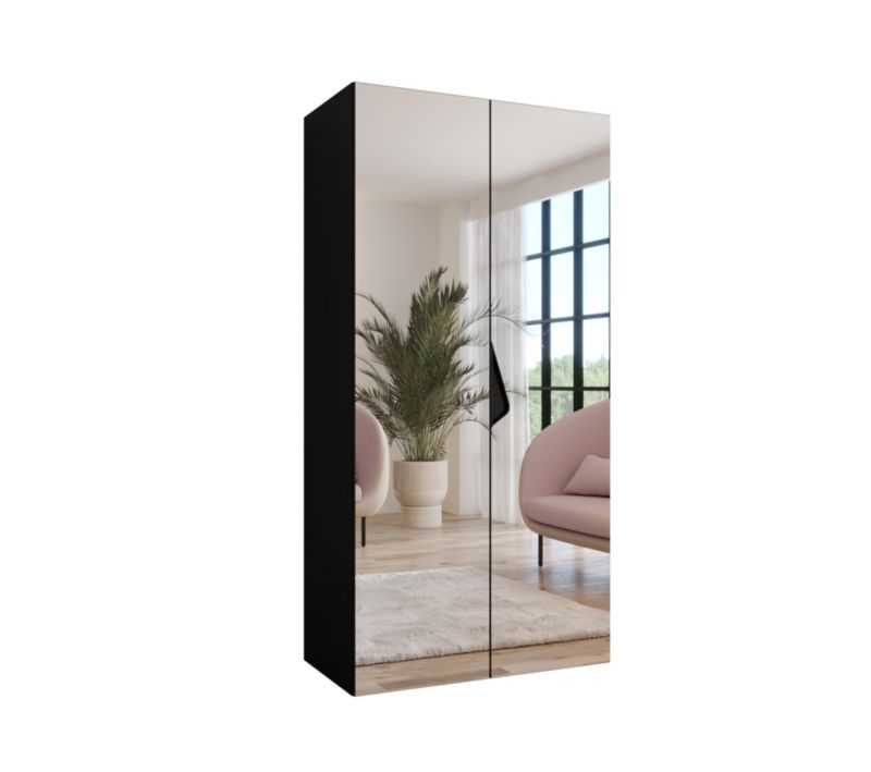 Szafa uchylna z lustrem otwierana Abiks SANDI 3 100 wys 202 cm Czarny + Czarny 1 szt